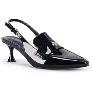 Women's Black Pointed Toe Sandals Kitten Heel Pumps Slip On Ankle Buckle